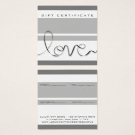 Minimale witte grijze strepen Liefde Modern chique Vierkante Visitekaartjes