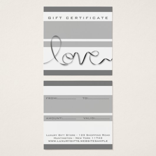 Minimale witte grijze strepen Liefde Modern chique Vierkante Visitekaartjes (Voorkant /achterkant)