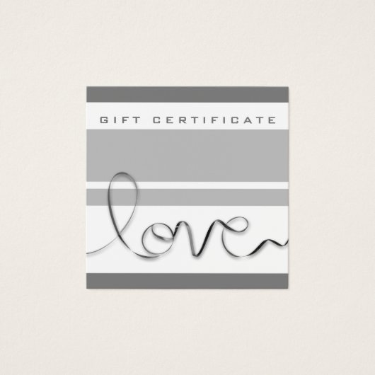 Minimale witte grijze strepen Liefde Modern chique Vierkante Visitekaartjes (Voorkant)
