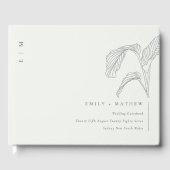 Minimale witte honkpalm rond handpalm gastenboek (Voorkant)