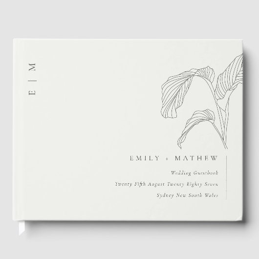 Minimale witte honkpalm rond handpalm gastenboek (Voorkant)