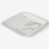 Minimale witte honkpalm rond handpalm papieren bordje (Gebogen)