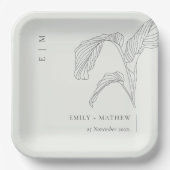 Minimale witte honkpalm rond handpalm papieren bordje (Voorkant)