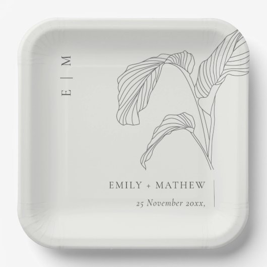 Minimale witte honkpalm rond handpalm papieren bordje (Voorkant)