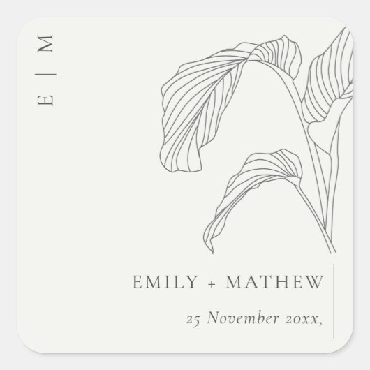 Minimale witte honkpalm rond handpalm vierkante sticker (Voorkant)