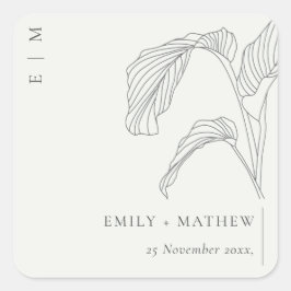 Minimale witte honkpalm rond handpalm vierkante sticker