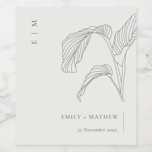 Minimale witte honkpalm rond handpalm wijn etiket (Enkel label)