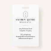 Minimale witte ID Aangepaste monogram Logo en foto Badge (Achterkant)