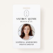 Minimale witte ID Aangepaste monogram Logo en foto Badge (Voorkant)