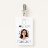 Minimale witte ID Aangepaste monogram Logo en foto Badge (Voorkant met clip)