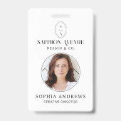 Minimale witte ID aangepaste monogramlogo & foto Badge (Voorzijde)