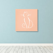 Minimale witte kat op roze canvas afdrukken (Insitu (Houten vloer))