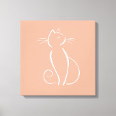 Minimale witte kat op roze canvas afdrukken (Voorkant)