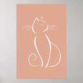 Minimale witte kat op roze Poster (Voorkant)