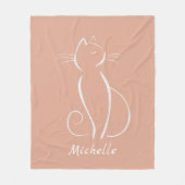 Minimale witte kat op roze voeg naam toe fleece deken (Voorkant)