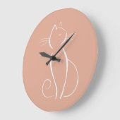 Minimale witte kat op roze voeg naam toe grote klok (Hoek)