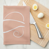 Minimale witte kat op roze voeg naam toe theedoek (Quarter Fold)