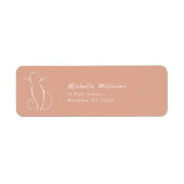 Minimale witte kat op roze voeg naamlabel toe etiket (Voorkant)