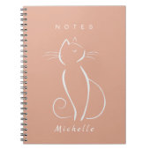 Minimale witte kat op roze voeg naamplaatje Notiti Notitieboek (Voorkant)