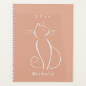 Minimale witte kat op roze voeg naamplanner toe planner (Voorkant)