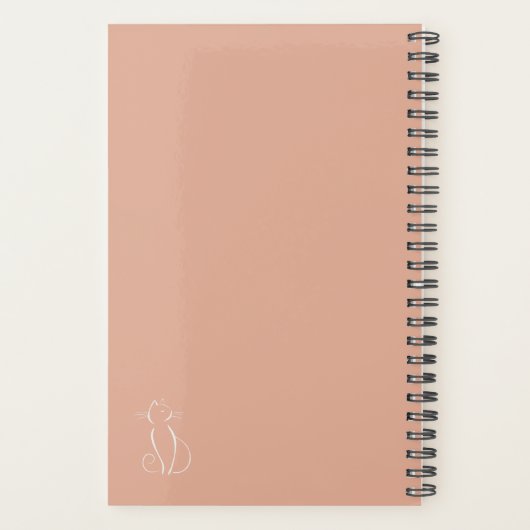 Minimale witte kat op roze voeg naamplanner toe planner (Achterkant)
