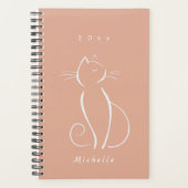 Minimale witte kat op roze voeg naamplanner toe planner (Voorkant)
