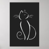 Minimale witte kat op zwart poster (Voorkant)