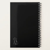 Minimale witte kat op zwart, voeg naam toe planner (Achterkant)