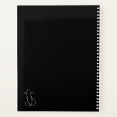 Minimale witte kat op zwart, voeg naam toe planner (Achterkant)