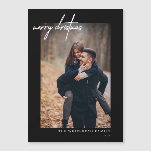 Minimale witte kerst met zwarte kerstkaart (Voorkant)