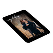 Minimale witte kerstaxkaart zwarte kerst magneet (Rechterzijde)