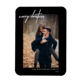 Minimale witte kerstaxkaart zwarte kerst magneet (Verticaal)