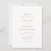 Minimale witte klassieke gouden script moslim brui kaart (Voorkant)