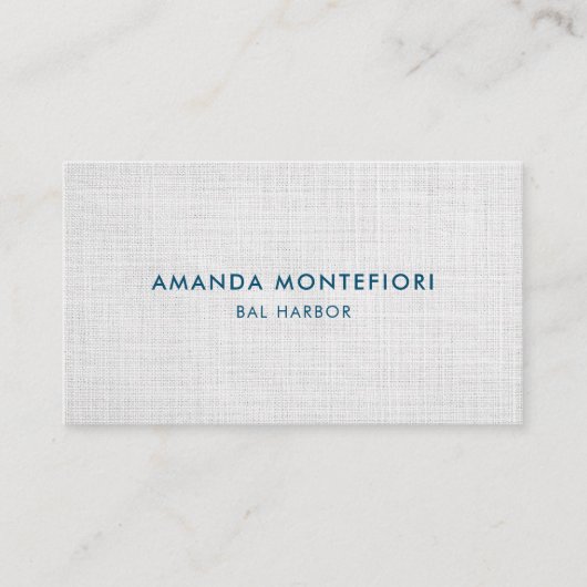 Minimale witte linnen textuur Moderne Professional Visitekaartje (Voorkant)