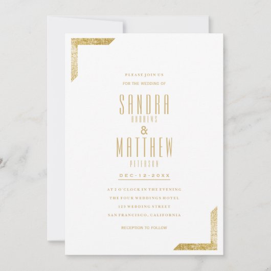 Minimale witte luxe goudbruistoebinding kaart (Voorkant)