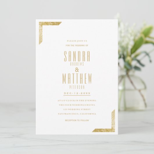 Minimale witte luxe goudbruistoebinding kaart (Staand voorkant)