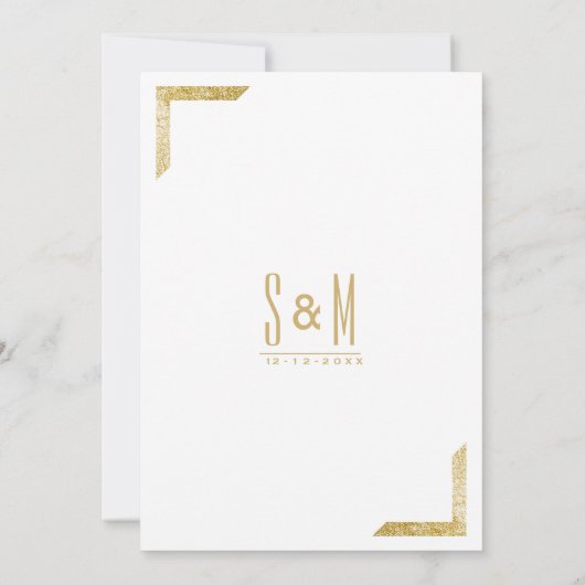 Minimale witte luxe goudbruistoebinding kaart (Achterkant)