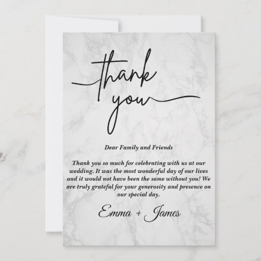 Minimale witte marmer Hartelijk dank Kaart (Voorkant)