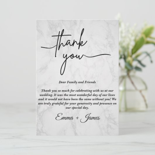Minimale witte marmer Hartelijk dank Kaart (Staand voorkant)