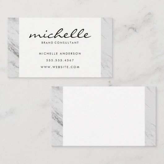 Minimale witte marmertrim visitekaartje (Voorkant / Achterkant)