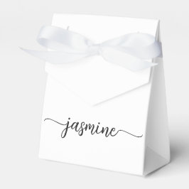 Minimale witte meisjesachtige monogram naam script bedankdoosjes