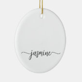 Minimale witte meisjesachtige monogram naam script keramisch ornament (Rechts)