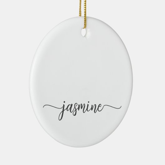 Minimale witte meisjesachtige monogram naam script keramisch ornament (Rechts)
