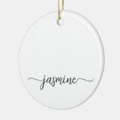 Minimale witte meisjesachtige monogram naam script keramisch ornament (Links)