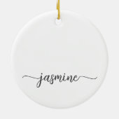 Minimale witte meisjesachtige monogram naam script keramisch ornament (Achterkant)