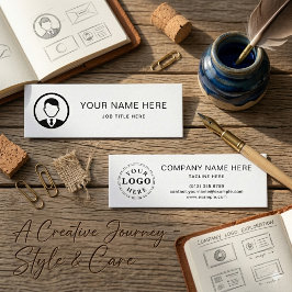 Minimale Witte Mini Visitekaart met Zwarte Schrift Contactkaartje