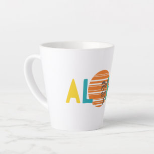 Minimale witte Mok "Aloha"-zonnebank en palmboom