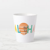 Minimale witte Mok "Aloha"-zonnebank en palmboom (Voorkant)