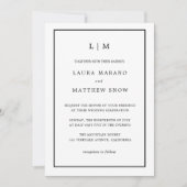 Minimale witte monogram eenvoudige bruiloft kaart (Voorkant)