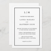 Minimale witte monogram eenvoudige bruiloft kaart (Voorkant / Achterkant)